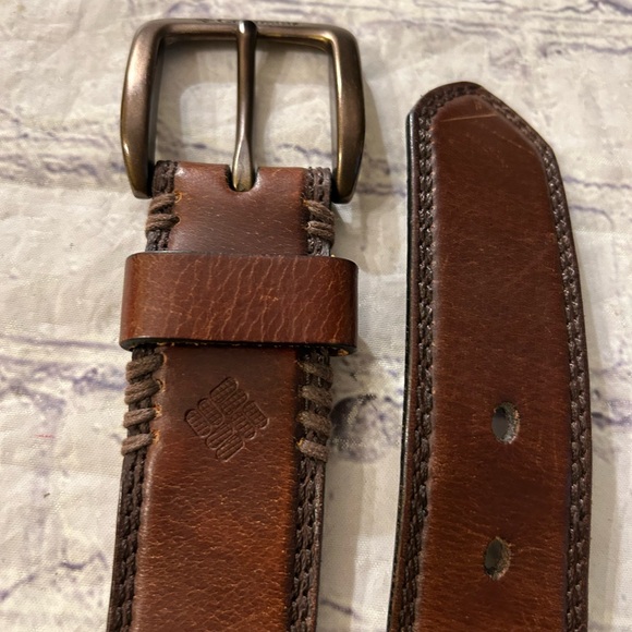 COLUMBIA CHUNKY THICK VINTAGE BROWN BELT STITCHING DETAILS MENS BELT SIZE 40 - Picture 2 of 9